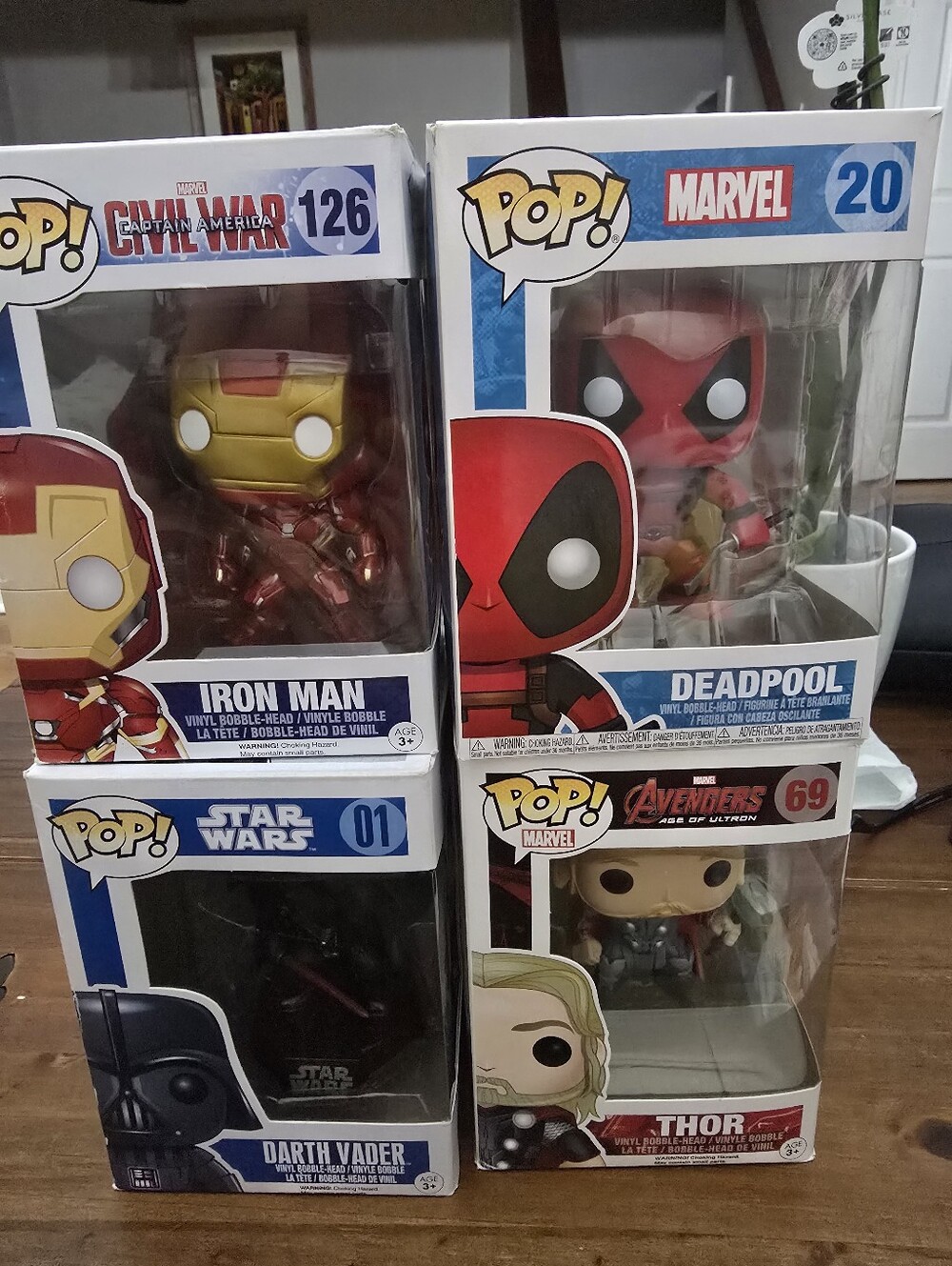STAR WARS.FUNGO POP RARE COLLECTION. DARTH VADER, IRON MAN, DEADPOOL, THOR. MINT